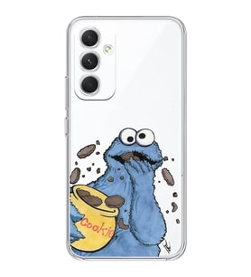 Samsung Galaxy A15 Uyumlu Susam Sokağı Kurabiye Canavarı Desenli Şeffaf Telefon Kılıfı