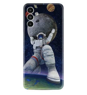 Samsung A23 A31 A32 A50 A51 A52 A53 A70 Kılıf Desenli Silikon Astronot ve Dünya 1759