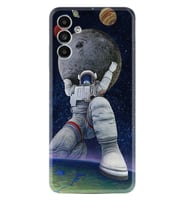 Samsung A23 A31 A32 A50 A51 A52 A53 A70 Kılıf Desenli Silikon Astronot ve Dünya 1759