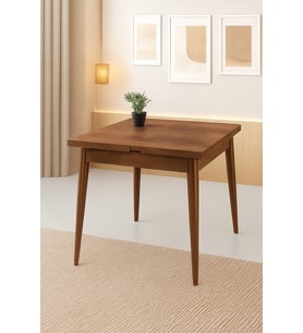 Yanlardan Açılır Büyüyen Yemek Masası Ceviz 75x80cm SADECE MASA FİYATIDIR