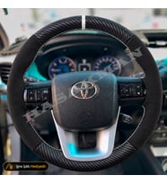 Toyota Hilux Dikme Direksiyon Kılıfı Alcantara Süet Mat Karbon Beyaz Yüzük ve Dikiş Comfort-Elegant-Adventure 2011-2015