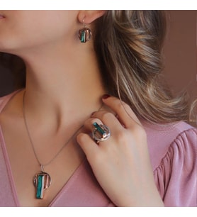 Peridot Taşlı 925 Ayar Gümüş Otantik Tasarım Set