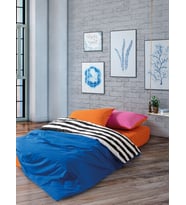 Cozy Home Popping Colors Tek Kişilik Lastikli Çarşaflı Nevresim Takımı Dusk Mavi