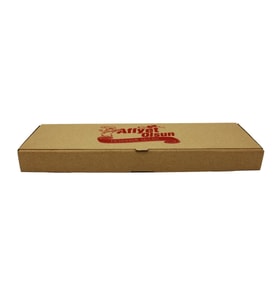 Baskılı E Dalga Dikdörtgen Kıymalı Peynirli Pide Kutusu Kraft Karton - 13.5x43x4 Cm. - 100 Adet (Kahverengi)