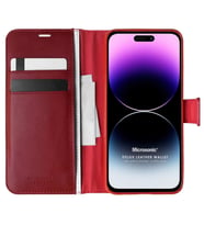 Microsonic Apple iPhone 14 Pro Max Kılıf Delux Leather Wallet Kırmızı