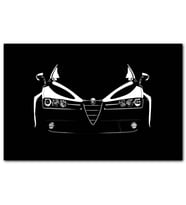 Cakatabloo Alfa Romeo Önden Görünüş Parlak Siyah Beyaz MDF Tablo