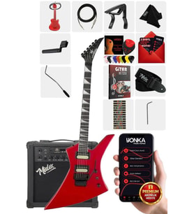 Maxword DG-34RD-25AMP Kelly Kasa Floyde Rose 2x Zebra HH Manyetik 25W Amfili Elektro Gitar
