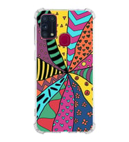 PrintiFy Samsung Galaxy M31 Uyumlu Retro Color 4 Baskılı Şeffaf Köşe Korumalı Antişok Kılıf