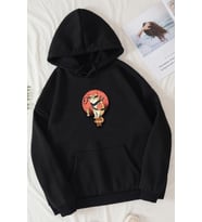 Unisex Shinobi Kedi Baskılı Sweatshirt (Siyah)