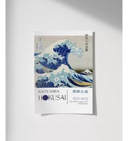 Çerçevesiz Poster Hokusai Kanagawa Açıklarında Büyük Dalga (Çok Renkli)