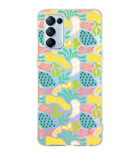 Oppo Reno 5  ile Uyumlu 1mm Kapak Memphis Desen Tasarımlı Şeffaf Silikon Kılıf