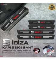 Seat İbiza  Logolu Karbon Kapı Eşiği Koruyucu Suni Deri 4'lü Set
