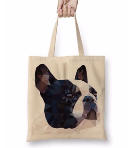 Diamond Bulldog köpek Pug Bez Çanta Uzun Saplı