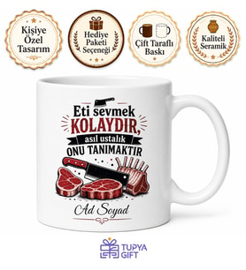 Kasap Temalı Esprili Kupa Bardak Kasap Hediye Komik Baskılı Kupa