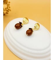 Kahve Işıltılı Gold Küpe