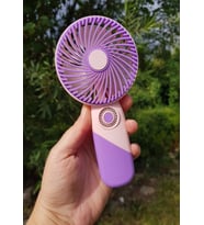 USB Şarjlı Mini El Fanı Taşınabilir Vantilatör 3 Kademeli Sessiz Fan Telefon Tutuculu Mor