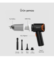 Şarjlı Araç Içi Süpürge - Kablosuz Kullanım, Güçlü Emiş Gücü WR-OA-1000, one size