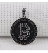 925 Ayar Gümüş Bitcoin B Harf Kolye Ucu (Siyah)