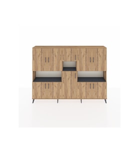 Arges Dolap 14 Raflı 10 Kapaklı 220x30x163 Çam-Çam/Antrasit