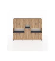 Arges Dolap 14 Raflı 10 Kapaklı 220x30x163 Çam-Çam/Antrasit