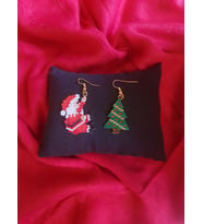 Miyuki Boncuk El Yapımı Noel Baba Ve Çam Ağacı Küpe Yılbaşı Christmas Noel