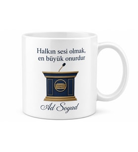 Milletvekiline Meclis Kürsüsü Halkın Sesi İsim Yazılı Hediye Kupa Bardak