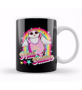 Cute Hail Satan Cat Rainbow Kitty Heavy Metal Kupa Bardak Porselen