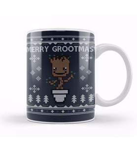 Guardians Of the Galaxy Merry Grootmas Christmas Knit Pattern Kupa Bardak Porselen