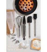 Porsima 3162 10 Parça Pasta ve Tatlı Servis Seti Kek Pasta ve Şekerleme Araçları Siyah