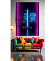 OYUNCU ODASI İÇİN NEON TONLARDA TABLO 8 Ev Duvar Salon Güzellik Salonu Ofis Dükkan Dekarasyon Kanvas Tablo (Çok Renkli)