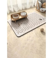 MAtGo Pati Beslenme Matı Çizgi Patili Su Geçirmez Kaymaz Krem Kedi Köpek Mama Paspası 50x70cm