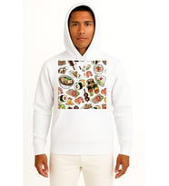 Kapüşonlu Sushi Barbecue Chicken Göğüs Tasarımlı Unisex Sweatshirt