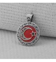 Gravür İşlemeli 925 Ayar Gümüş Küçük Boy Ay Yıldız Kolye Ucu