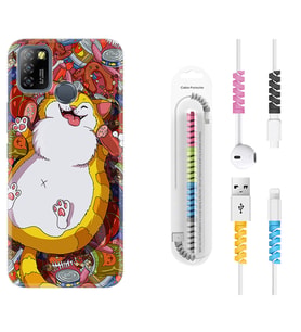 INFINIX Smart 4 5 6 Zero 8 S5 Pro Kılıf Kablo Koruma Spiral Silikon Tombul Kedi 1739