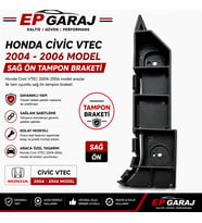 HONDA CİVİC VTEC 2004-2006 MODEL SAĞ ÖN TAMPON BRAKETİ