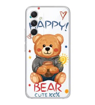 Samsung Galaxy S23 FE Uyumlu Happy Bear Tasarımlı Şeffaf Telefon Kılıfı