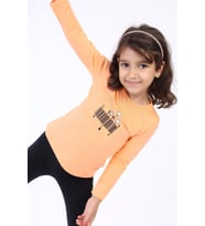 Toontoy Kız Çocuk Baskılı Tişört (Oranj)