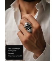 Captain Skull Ring – Vintage Pirate Adjustable Men's Ring Kaptan Kuru Kafa Erkek Yüzüğü
