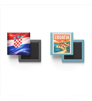 Buzdolap Magnetleri - Hırvatistan Bayrağı ve Zagreb Posta Pulu Tema - 2'li Set Magneti