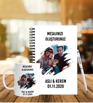 Sevgiliye Özel Ahşap Defter Kalem & Kupa Hediye Seti