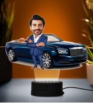 Doğum Günü Hediyesi,Sevgiliye Hediye, Kişiye Özel Fotoğraflı Üstü Açık Araba 3D Led Lamba (Beyaz)