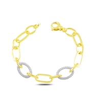 BARIŞ TAKI 925 Ayar Gümüş Gold Oval Beyaz Taşlı Hallow Bileklik