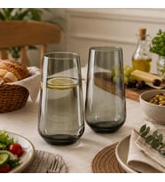 Füme Cam Bardak 2’li Set – Modern Tasarım, Şık ve Zarif Günlük Kullanım Bardakları, Su ve Soğuk İçecek Bardağı