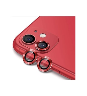 İphone 12 Uyumlu Mini Kamera Koruyucu Lens Mercek Metal Çerçeveli 2li Set Kırmızı Red
