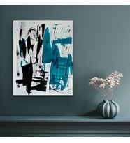 Tablolife Turquoise Blue Yağlı Boya Dokulu Tablo 90X120,Çerçeve;Siyah