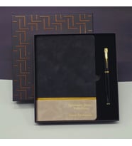 Öğretmenler Günü Özel Siyah Deri Defter Ve Metal Roller Kalem Hediye Seti
