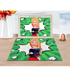 BK Gift Kişiye Özel Kadın Karikatürlü 1000 Parça Profesyonel Puzzle-12