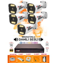 FURY 5 li Sesli 6 Warm Led Gece Renkli Görüş Su Geçirmez Güvenlik Kamerası Seti 250GB