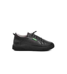 United Colors Of Benetton Siyah-Siyah Suni Deri Kadın Sneaker BN-30366 Z