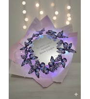 Led Işıklı Aynalı Mor Pembe Kelebek Buketi 'Bu Senin Çiçeğin Aynadaki Benim Ayna Buket'  Sevgililer Günü-Anneler Günü-Kadınlar Günü (Mor-Pembe)